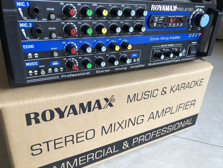 Amply Bluetooth ROYAMAX 6190 chạy 12 sò Bluetooth 5.0 Cs 800W