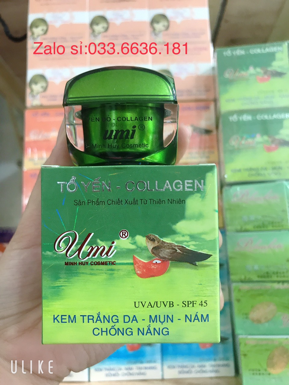 [ hủ nhỏ 12g ] kem umi yến đỏ collagen trắng da hết mụn nám chống nắng  hủ 12g chính hãng