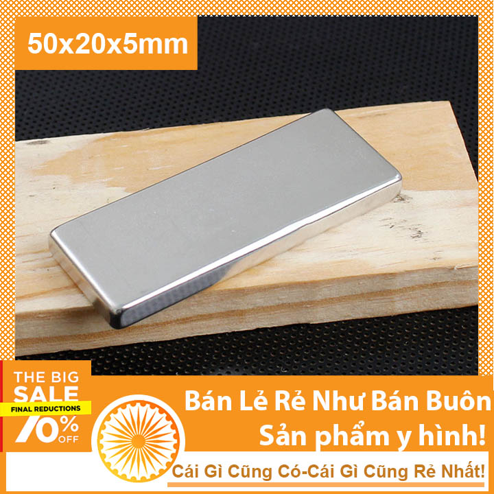 Nam châm đất hiếm 50x20x5mm từ tính mạnh