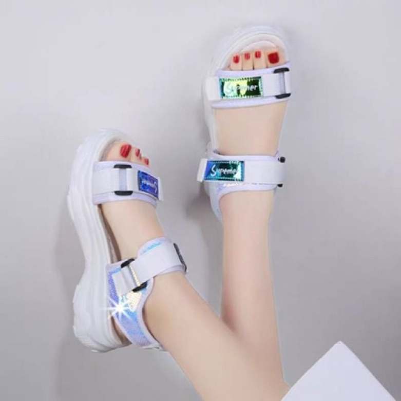 Dép quai hậu dán nữ trắng lấp lánh giá rẻ