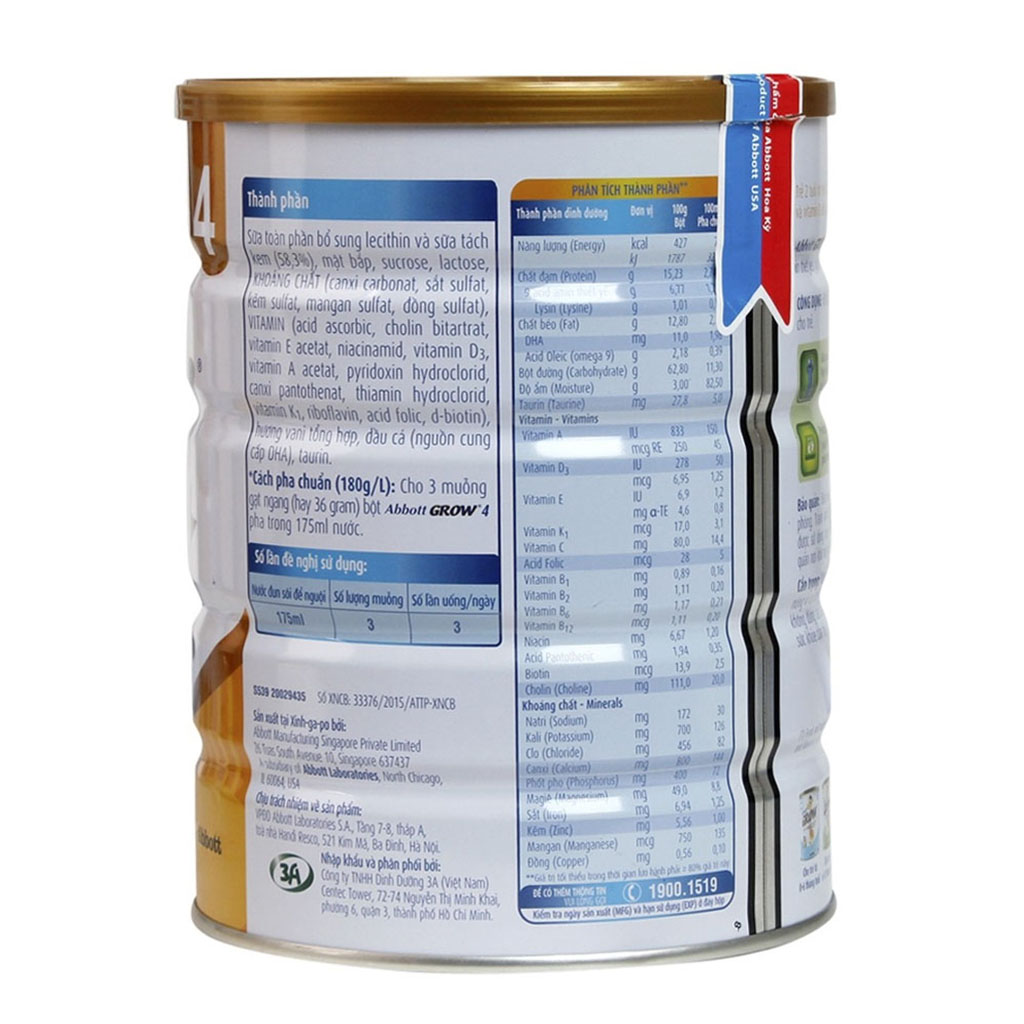 Sữa Bột Abbott Grow 2+ - Hộp 850g (Ước muốn Cao hơn, Thông Minh hơn)