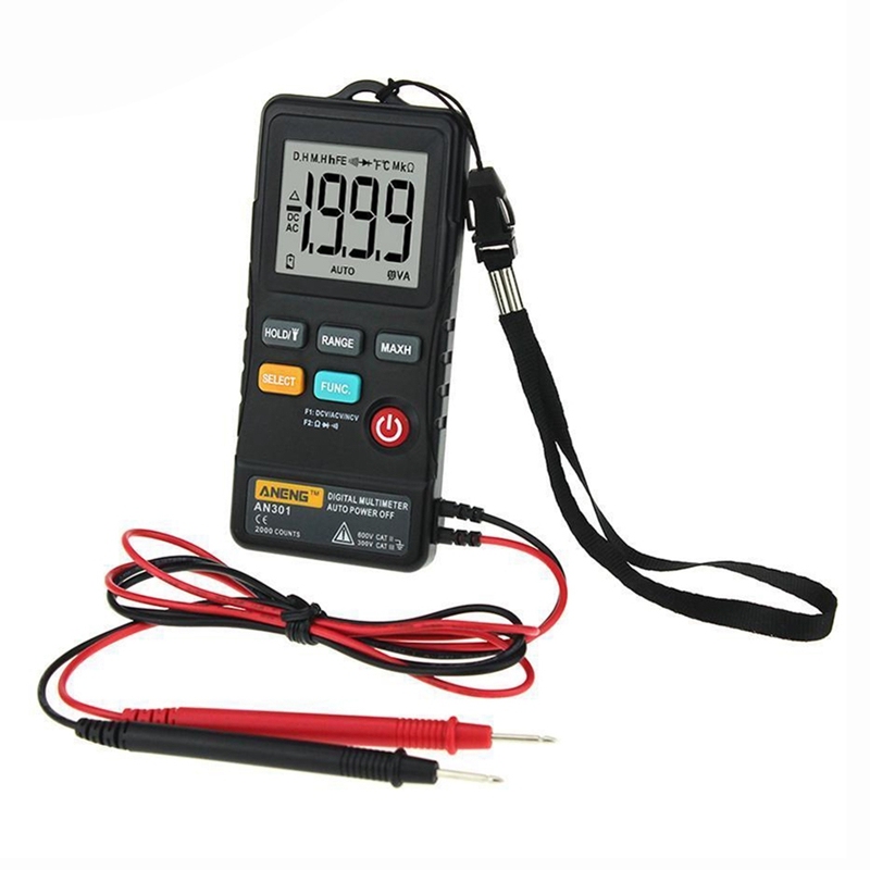 Aneng An301 Mini Digital Multimeter 1999 Counts Portable Ac Dc Voltmeter Resistance Ammeter Meter Tester With Led Light