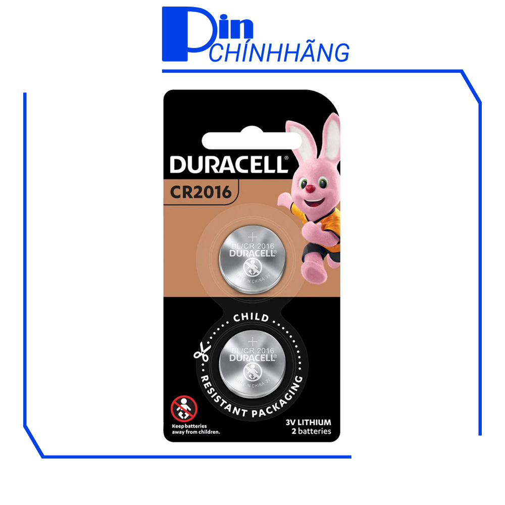 Vỉ 2 viên pin CR2016 Duracell chính hãng