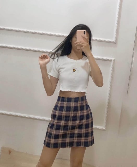 Chân Váy Kẻ Caro  2 Màu Siêu Xinh