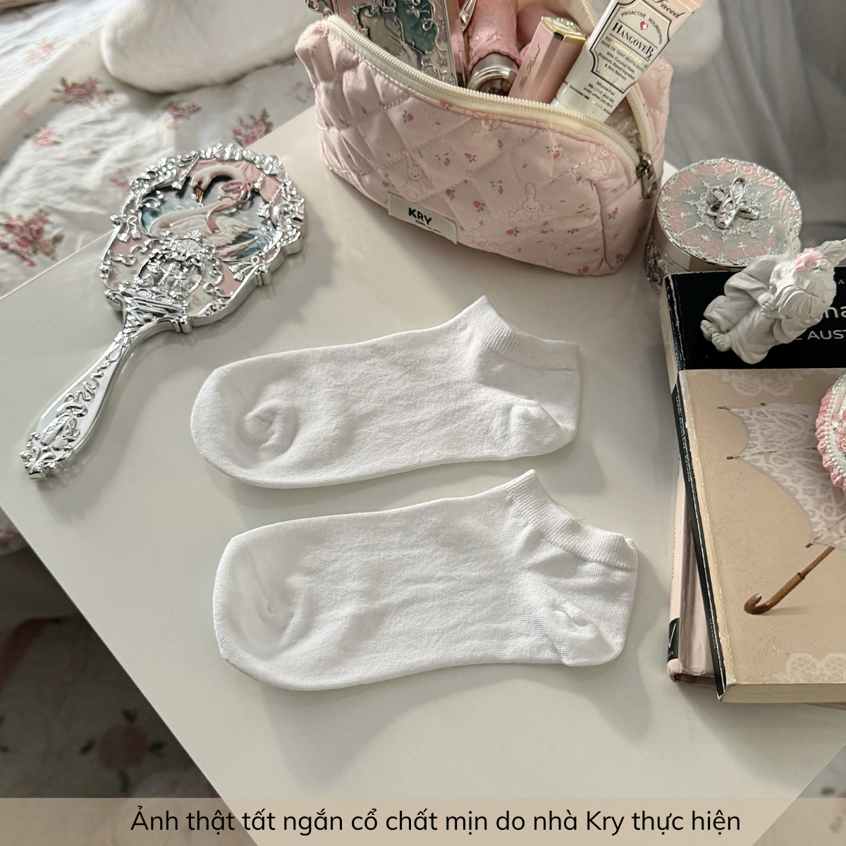 Tất nữ ngắn cổ trơn màu basic cotton mịn Krystore NC23