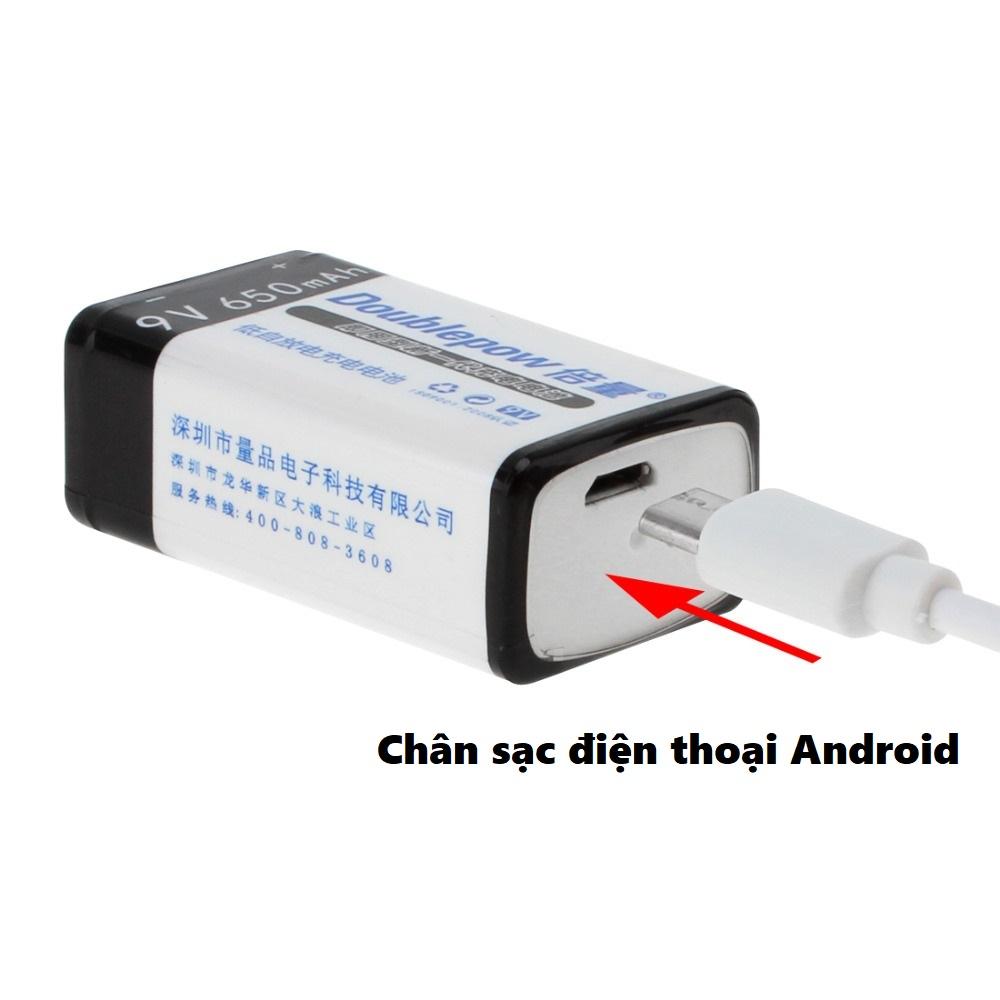 Pin sạc Doublepow 9V 650mAh có cổng Micro USB sạc trực tiếp
