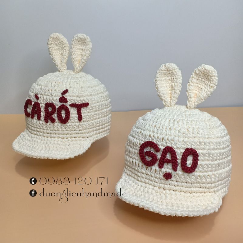 Nón lưỡi trai sợi dệt handmade cho bé (có gắn tên theo yêu cầu)