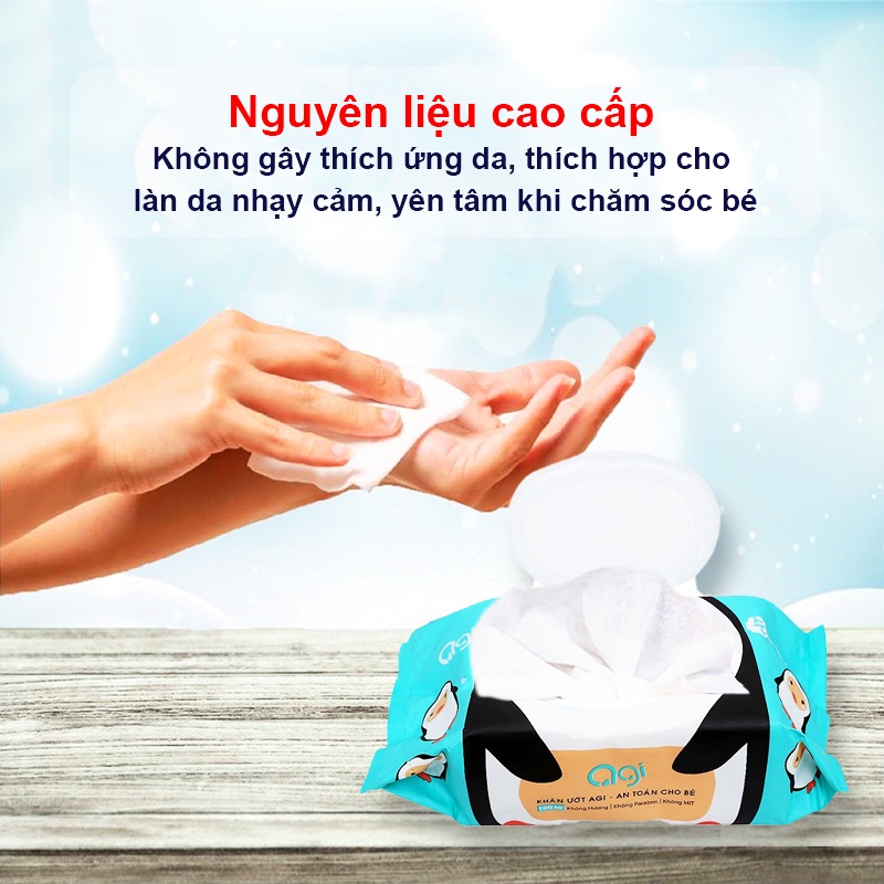 KHĂN GIẤY ƯỚT AGI 100 TỜ Không mùi (sẵn hàng)