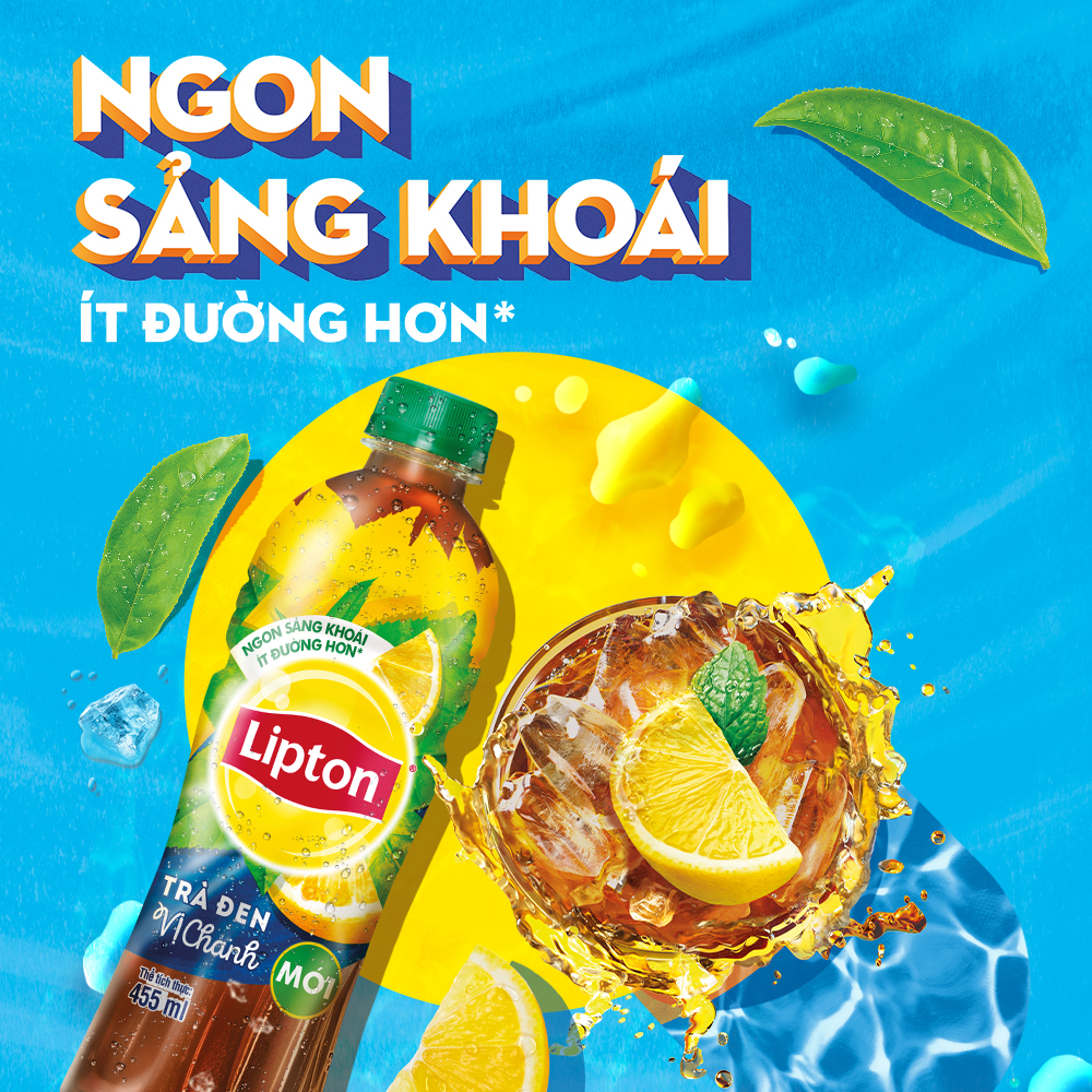 [SALE 25.6] Thùng 24 Chai Lipton Trà Đen Vị Chanh (450ml/chai)