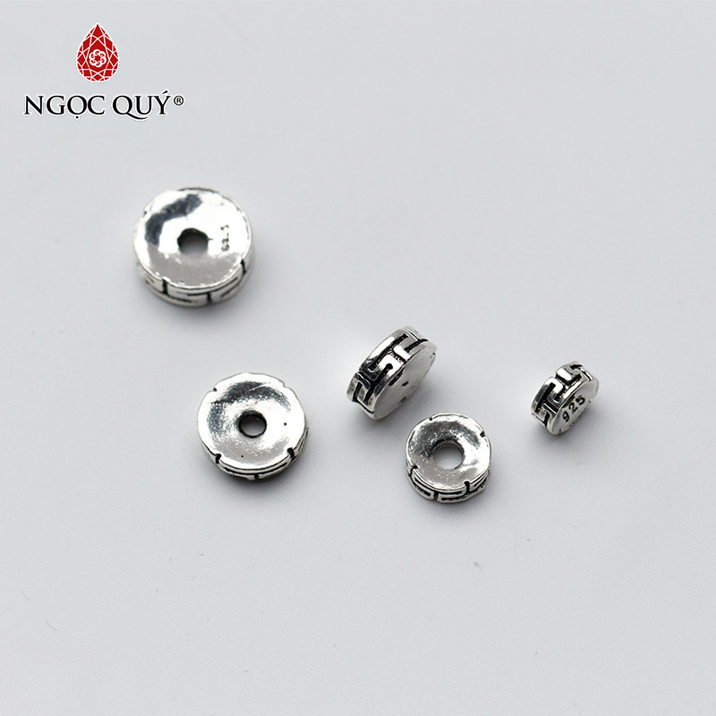 [HCM]Charm bạc s925 chặn hạt họa tiết hoa văn (charm chặn hạt) size 8mm