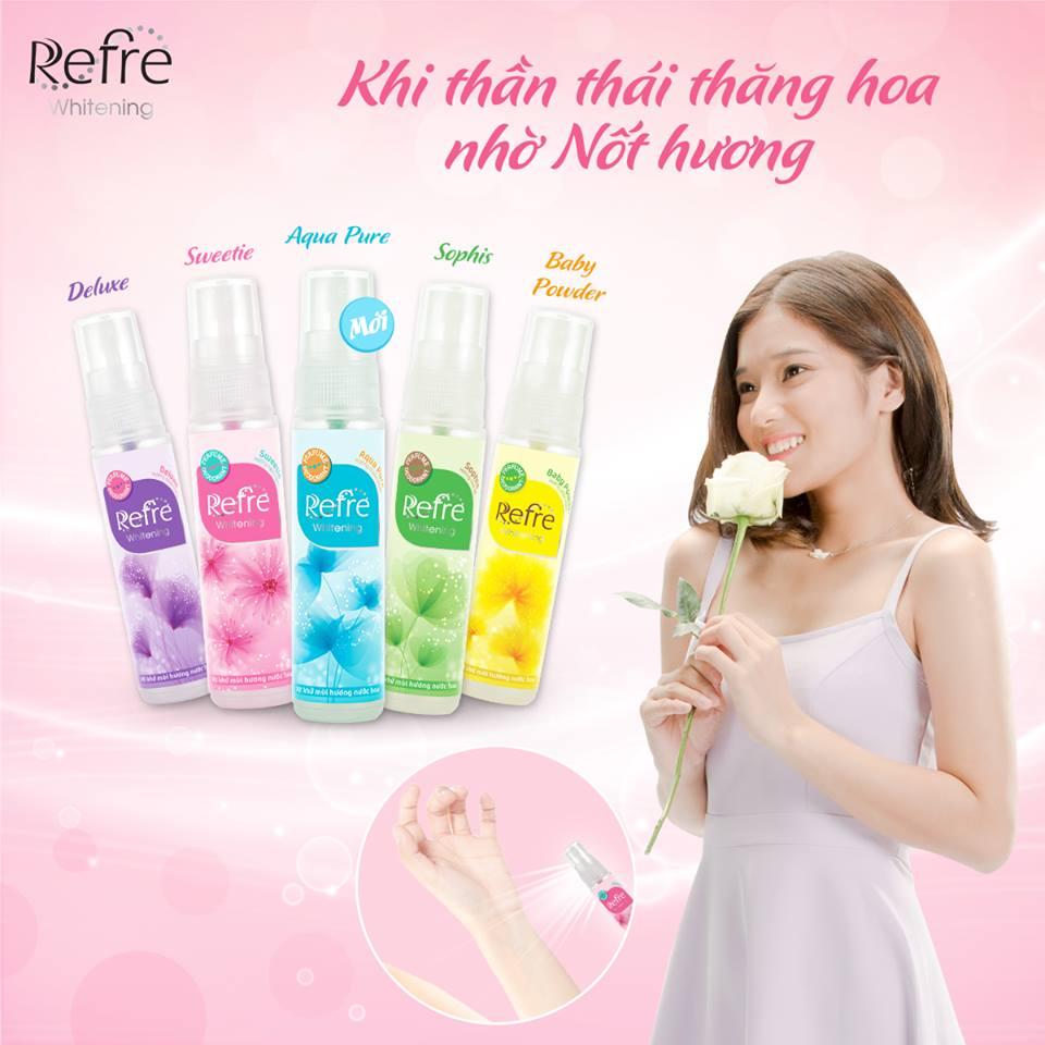 Xịt khử mùi hương nước hoa Refre 30ml (Vàng hương phấn thơm)
