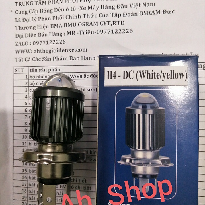 led bi cầu mini cos vàng pha trắng chân h4 12w