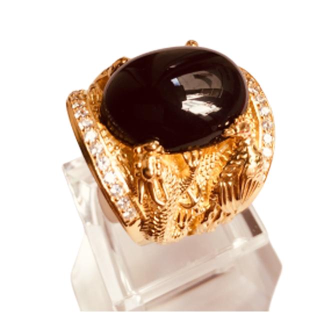 Nhẫn nam đá thạch anh mạ vàng 18k