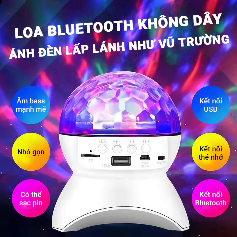 LOA BLUETOOTH KIÊM ĐÈN VŨ TRƯỜNG 7 MÀU  .Loa bluetooth L740 kiêm đèn vũ trường, Đèn LED Chiếu Vũ Trường Kiêm Loa Bluetooth L-740 Loa bluetooth đèn LED 7 màu Cát Thái L-740 hiệu ứng ánh sáng lấp lánh xoay chuyển như trong quán bar,