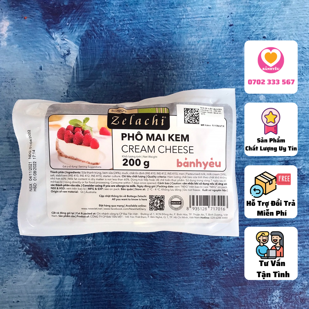 Cream cheese/ Phô mai kem Zelachi 200g