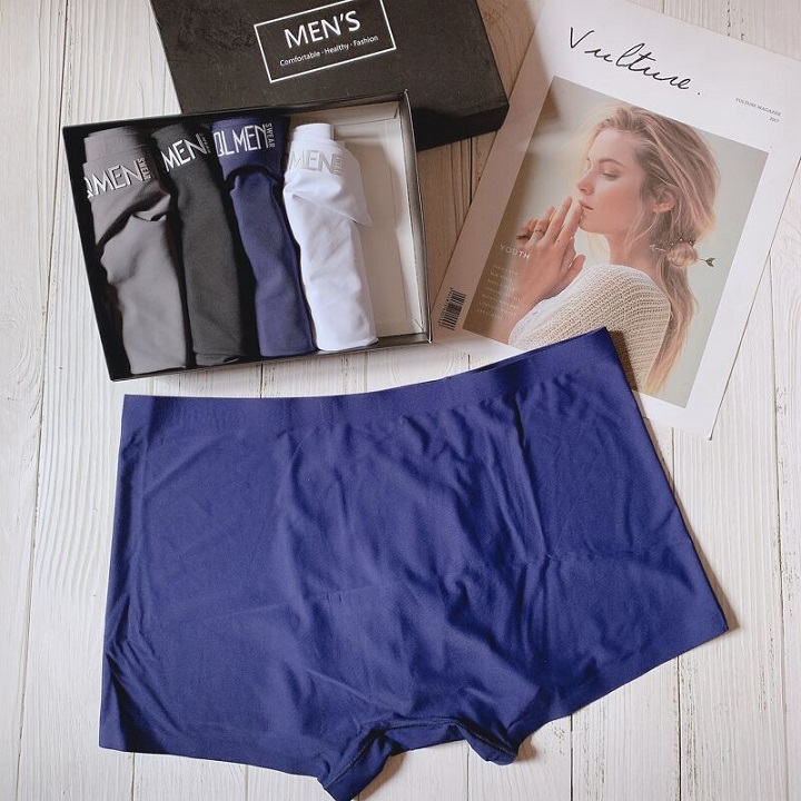Hộp 4 Quần boxer nam QMEN - sịp đúc nam thun 4 chiều thoáng mát