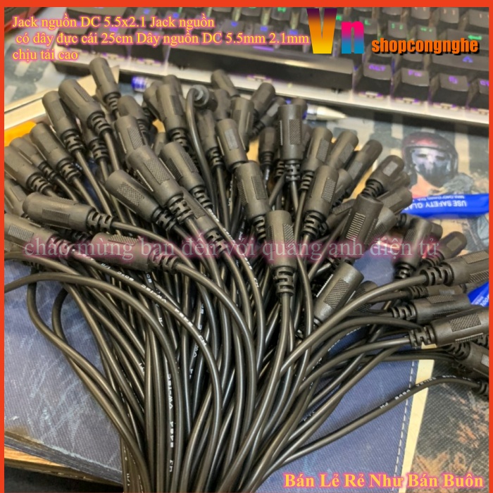 Jack nguồn DC 5.5x2.1 Jack nguồn có dây đực cái 25cm Dây nguồn DC 5.5mm 2.1mm chịu tải cao
