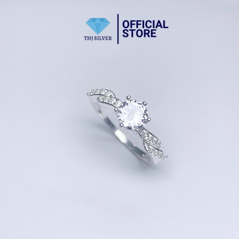 Nhẫn nữ đá chủ đính đá nhân tạo new - nhẫn chuẩn bạc ta