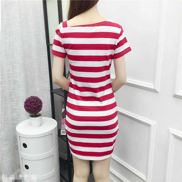 Đầm suông sọc ngắn tay D02