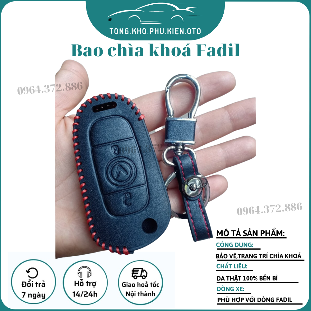 Bao da chìa khóa xe Vinfast Fadil chỉ đỏ