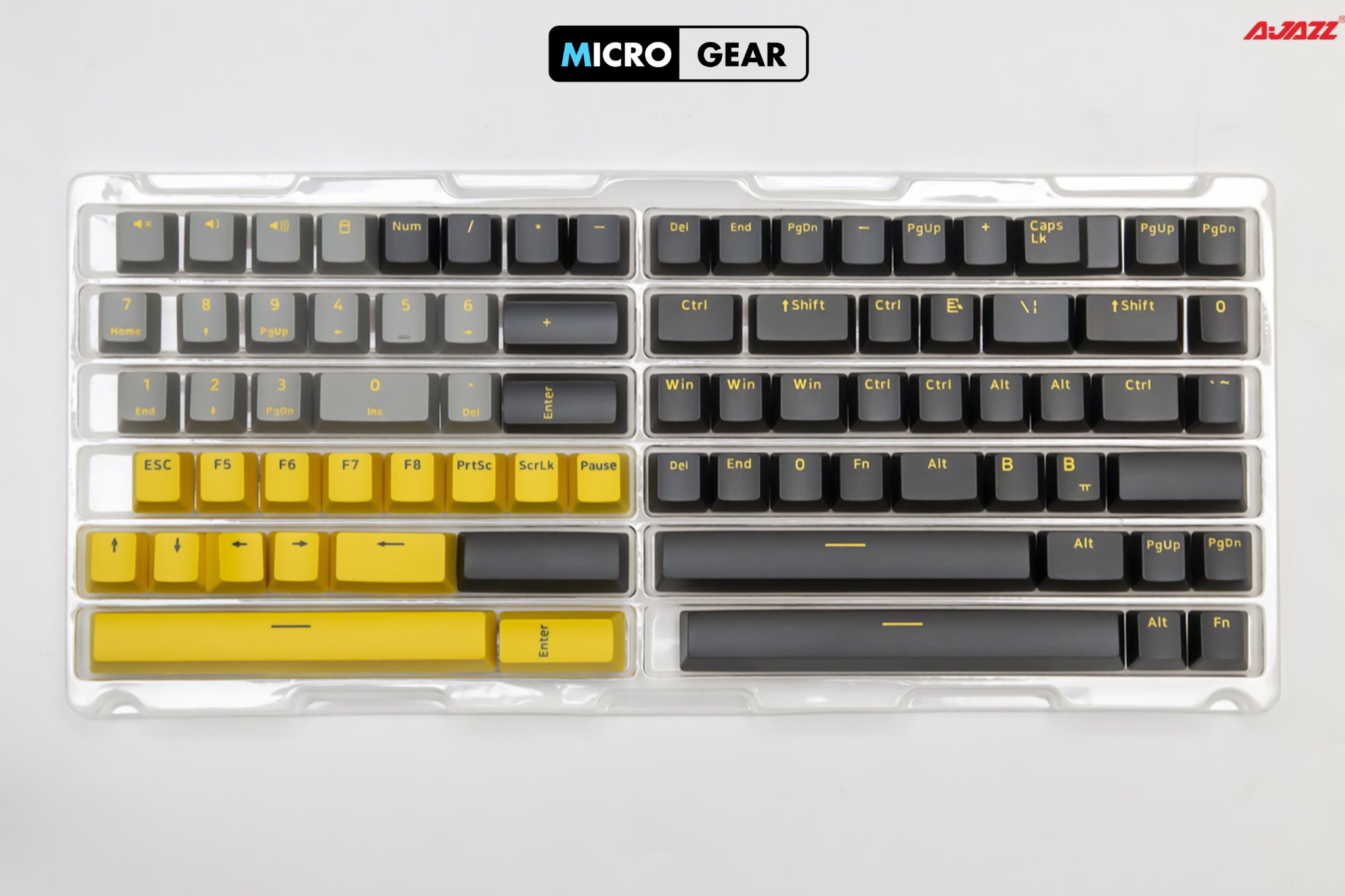 Bộ Keycap AJAZZ Black - Yellow 166 phím (Chất liệu PBT / DoubleShot /OEM Profile )