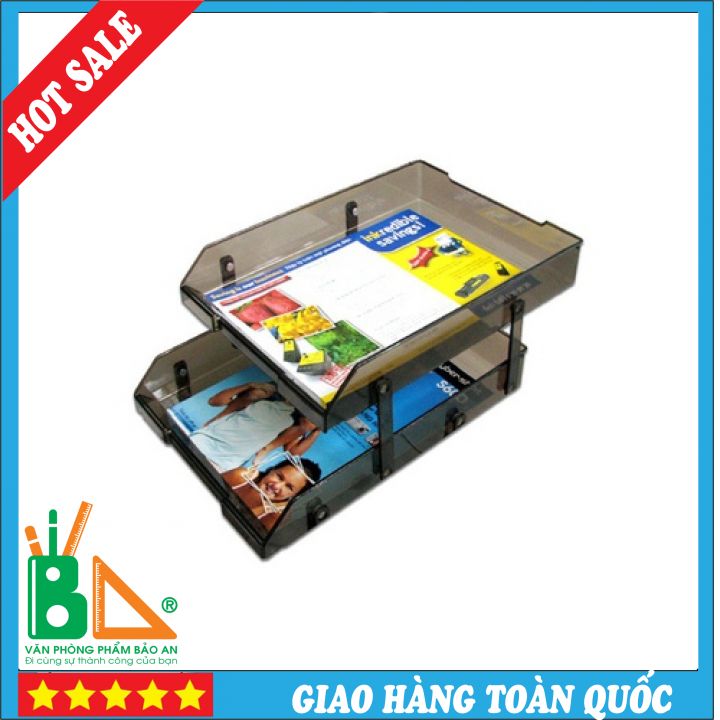 Khay tài liệu 2 tầng xukiva 1692 - giá đỡ ngăn chứa tài liệu thư từ khay sắp xếp bộ sưu tập văn phòng