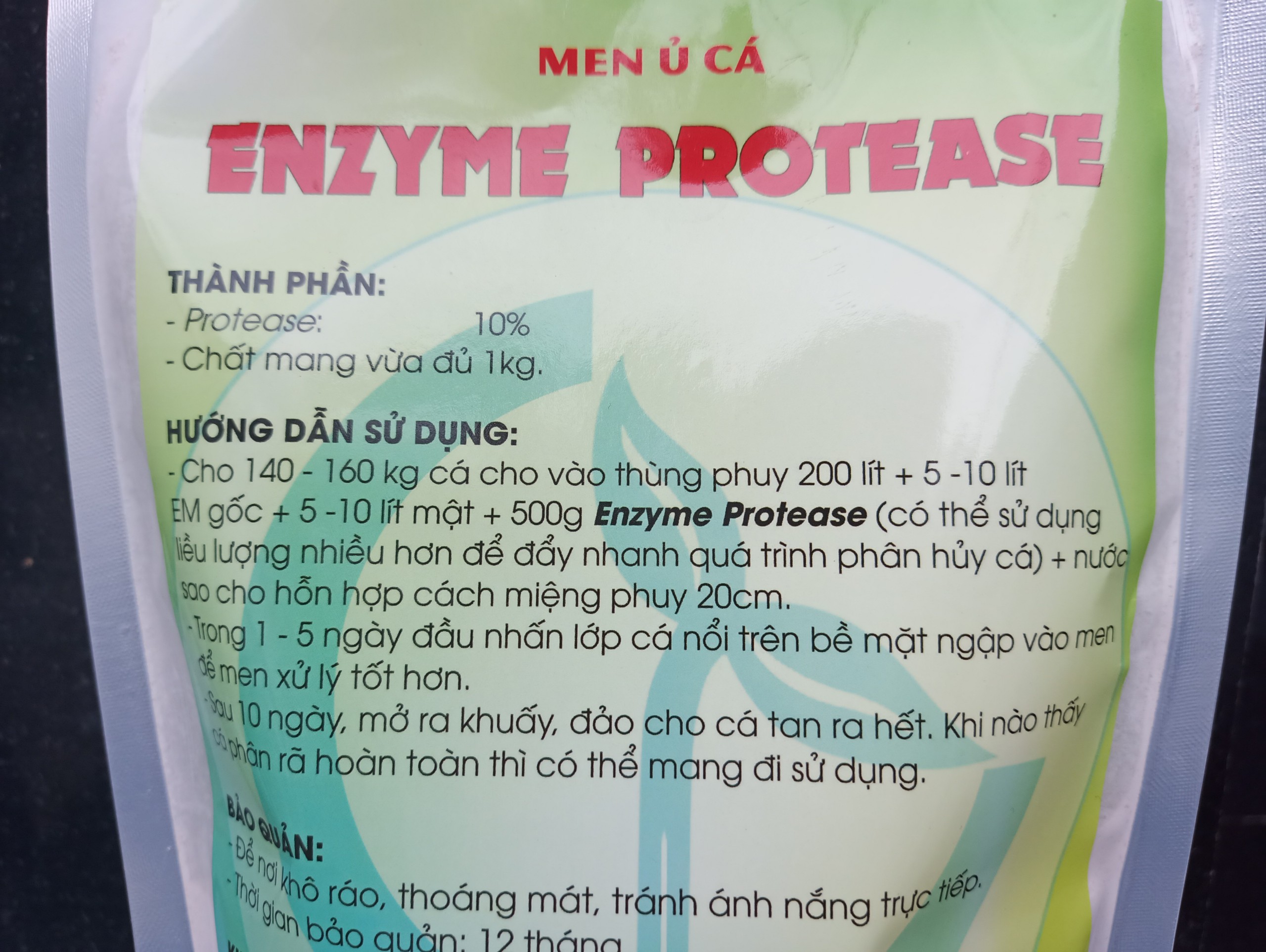 Men Ủ Phân Cá Protease - Giảm Mùi Hôi Khi Ủ Cá (Gói 500g)