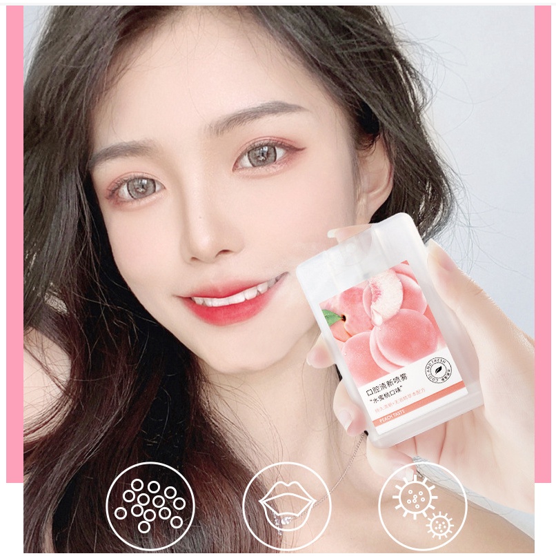 [Hoàn Tiền 15%] Xịt Thơm Miệng Mùi Bạc Hà Mùi Đào thơm mát 20ML