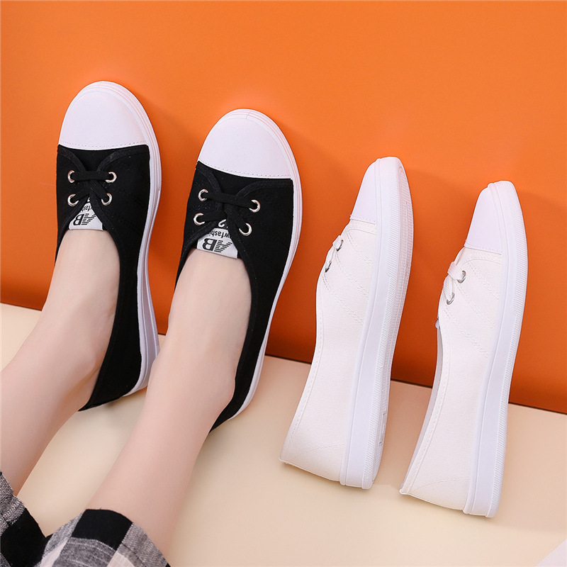Giày lười vải cotton đế cao su 2p
