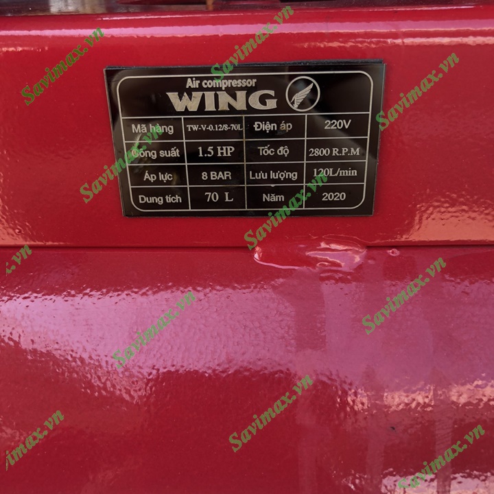 [Trả góp 0%] Máy nén khí dây đai Wing 70L
