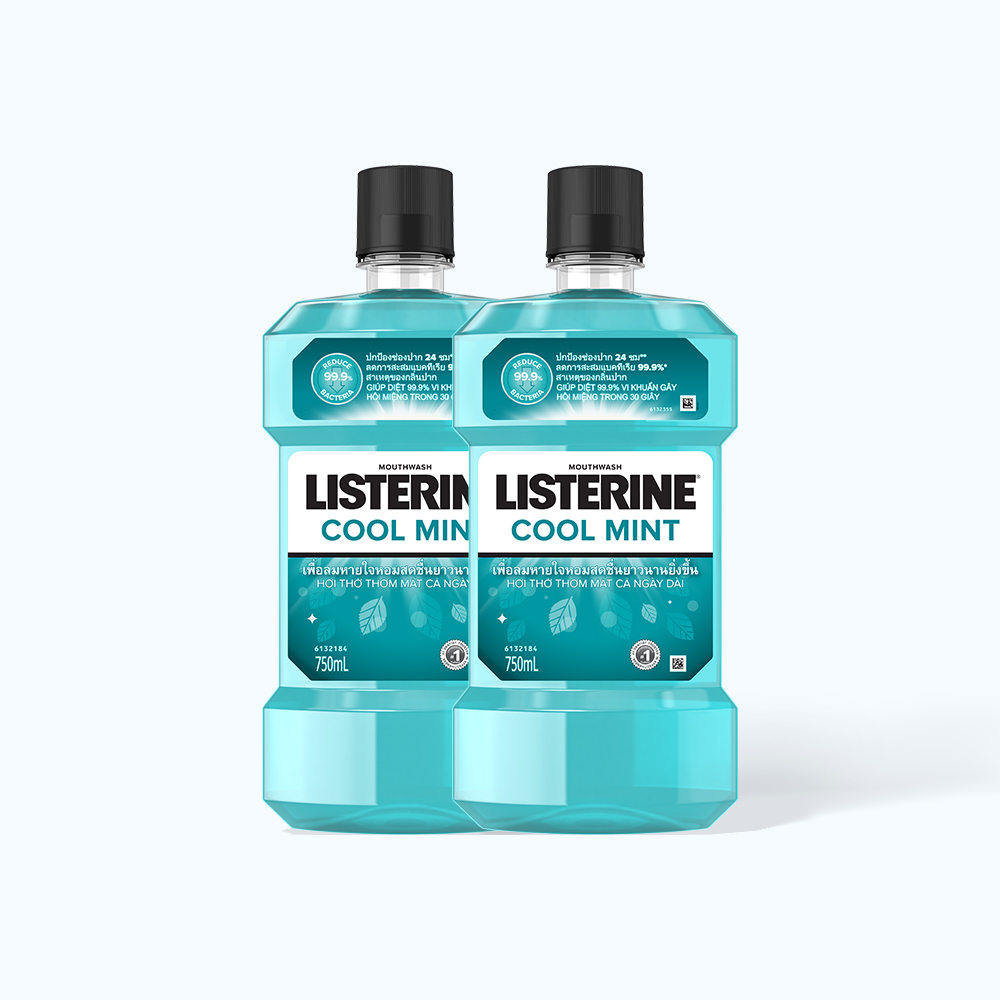Bộ đôi nước súc miệng Listerine Cool Mint (Chai 750ml)
