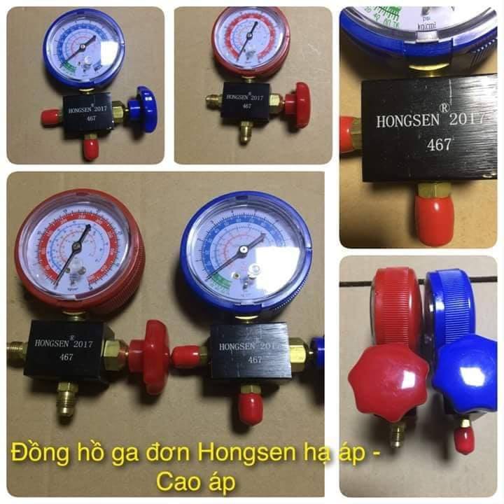 Đồng hồ sạc gas đơn HONGSEN hạ áp ( xanh )