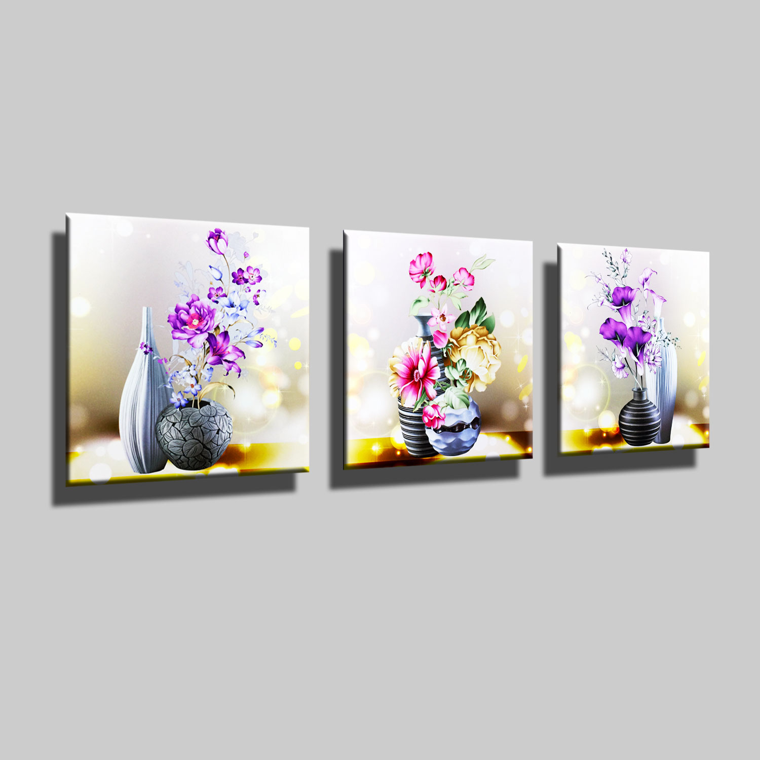 Tranh Treo Tường - Hoa Khai Phú Quý 118 - Tranh Minh Hiền (3 tranh - 40 x 120 cm/Bộ)