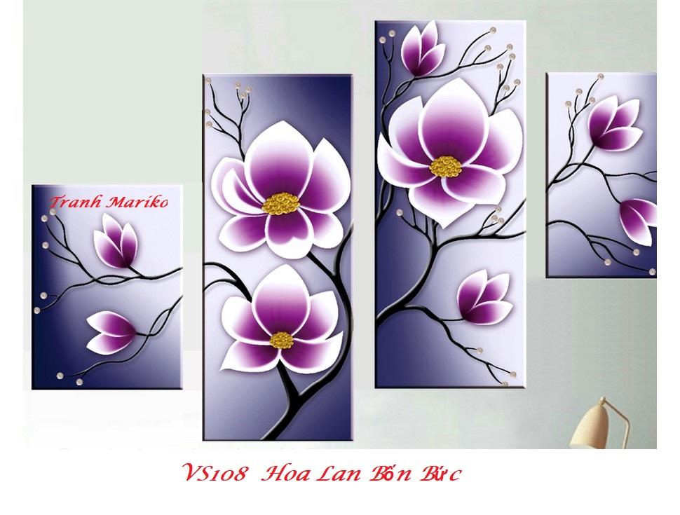 Tranh đính đá hoa bốn bức kích thước lớn ✅131×73 cm -️ vs108 tranh mariko