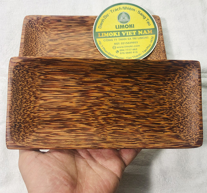 [HCM]Dĩa Gỗ Dừa Hình Chữ Nhật 21x9.5x2cm