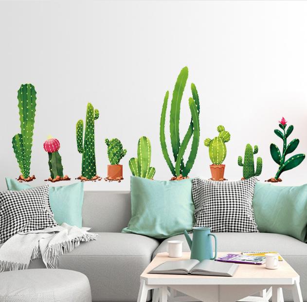 [HCM]Decal trang trí tường - Nhiều Cây Xương Rồng Nhánh Dài-K69