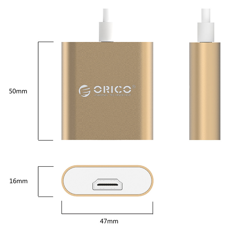 Đầu Chuyển Đổi Orico Type C Sang HDMI RCH-GD Vàng - Hàng Chính Hãng