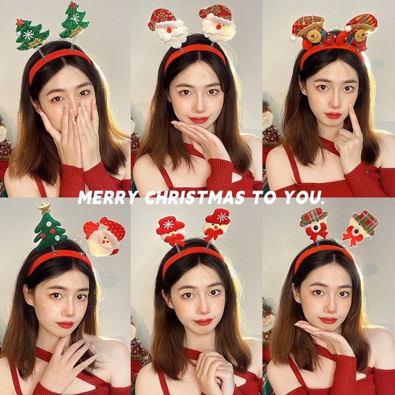 Băng đô sừng cài tóc noel nhung nhiều mẫu 2023