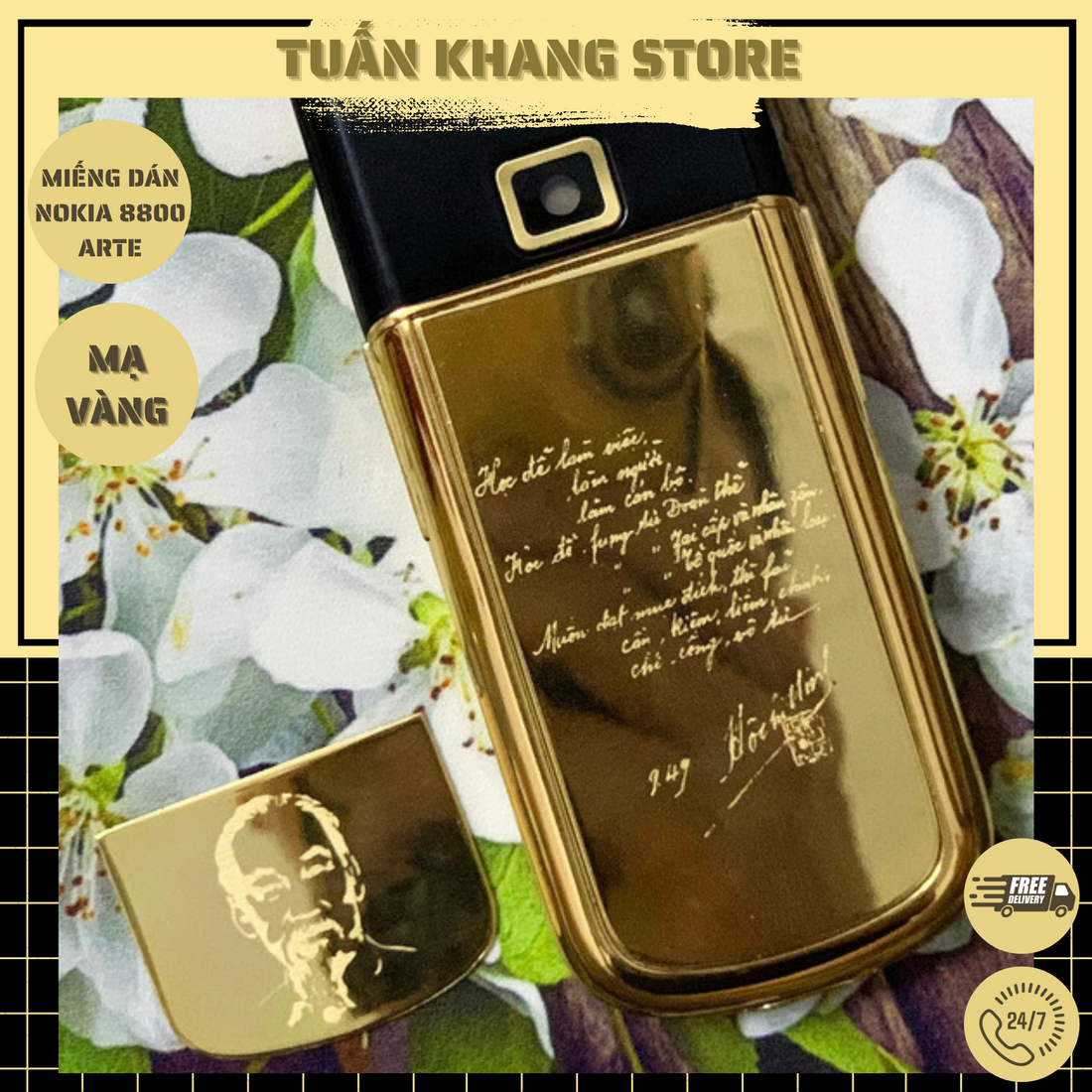 Miếng Dán Nokia 8800 Arte Mạ Vàng Mẫu Bác