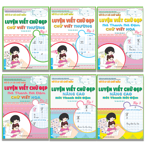 Sách - vở ô ly có chữ mẫu - luyện viết chữ đẹp - combo 6 cuốn