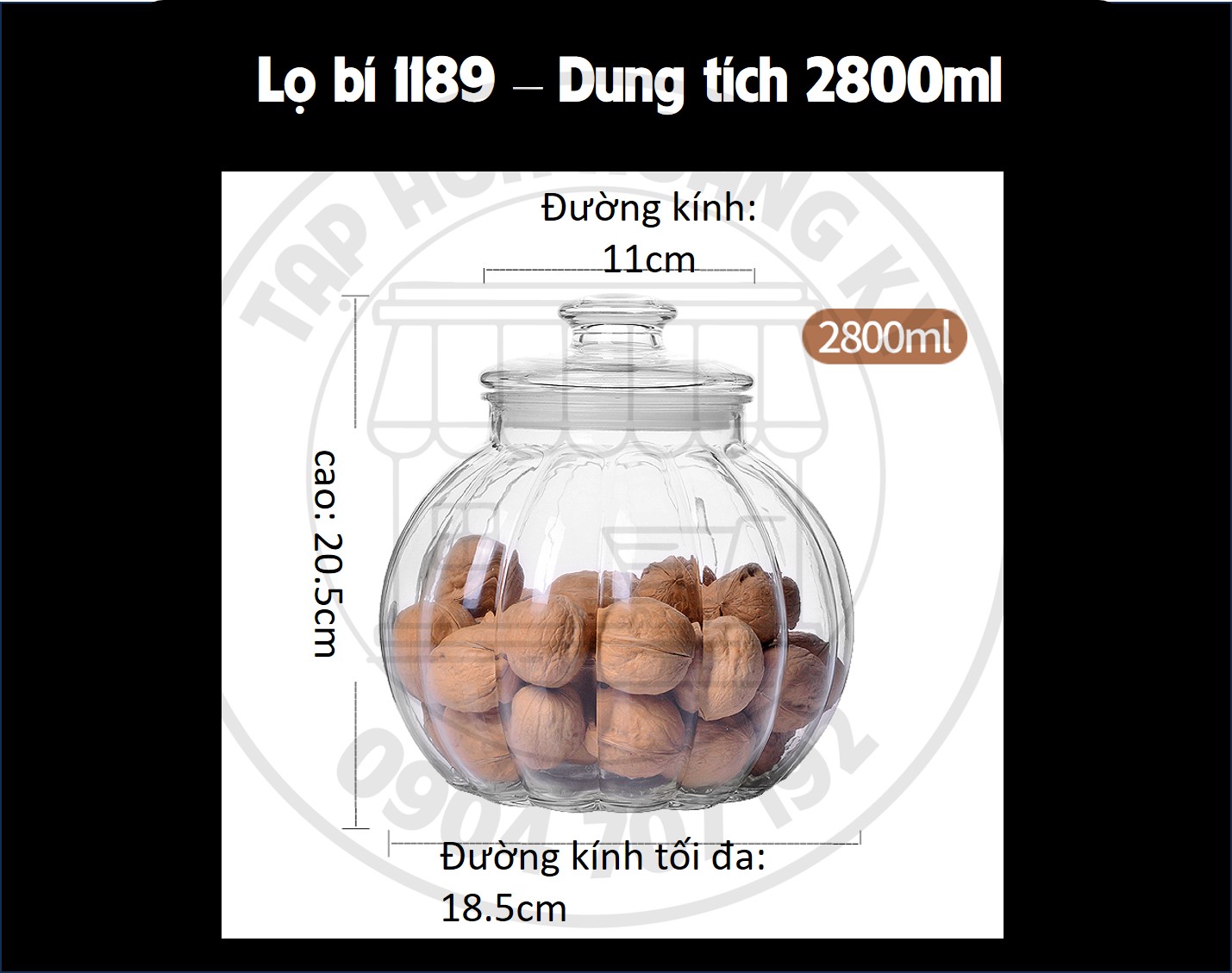 Lọ Thủy Tinh Hình Bí Đỏ, nắp có giăng (750ml - 1300ML - 2000ML)