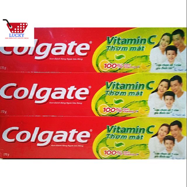 (MỚI) Kem đánh răng Colgate Vitamin C 220G/170g-Thơm mát 100% - Giảm Nhiệt Miệng