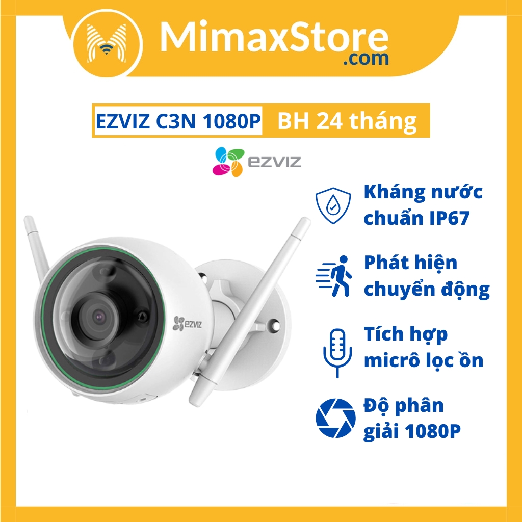 [Hoả Tốc - HCM] Camera IP Wifi Ngoài Trời Ezviz C3N Full HD 1080p | Hàng Chính Hãng | Bảo Hành 24 Tháng | Mimax Store