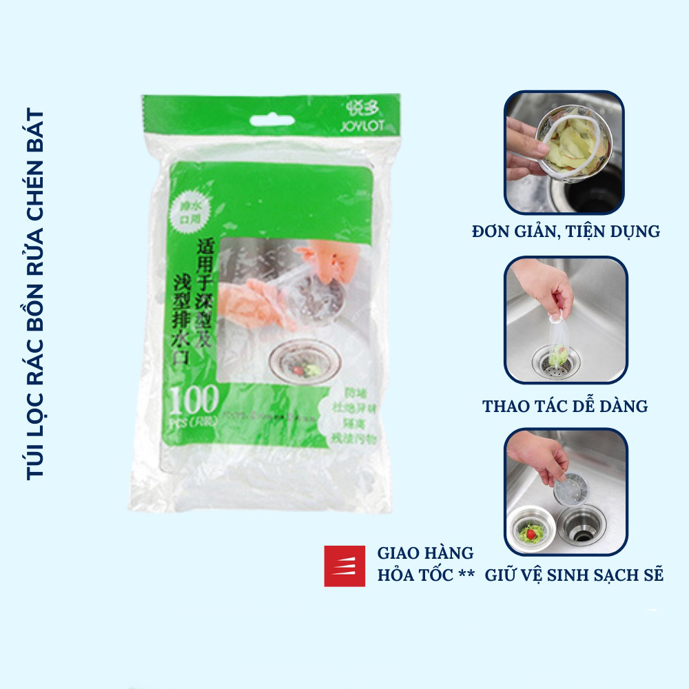 Túi lọc rác bồn rửa chén bát, gói 100 túi lưới lọc rác- combo 100 túi lọc rác bồn rửa chén