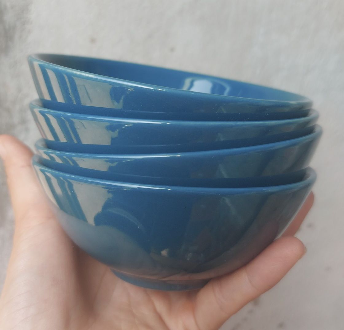 Bộ 10 Chén cơm Sứ Pastel Xanh Tráng Men Cao Cấp