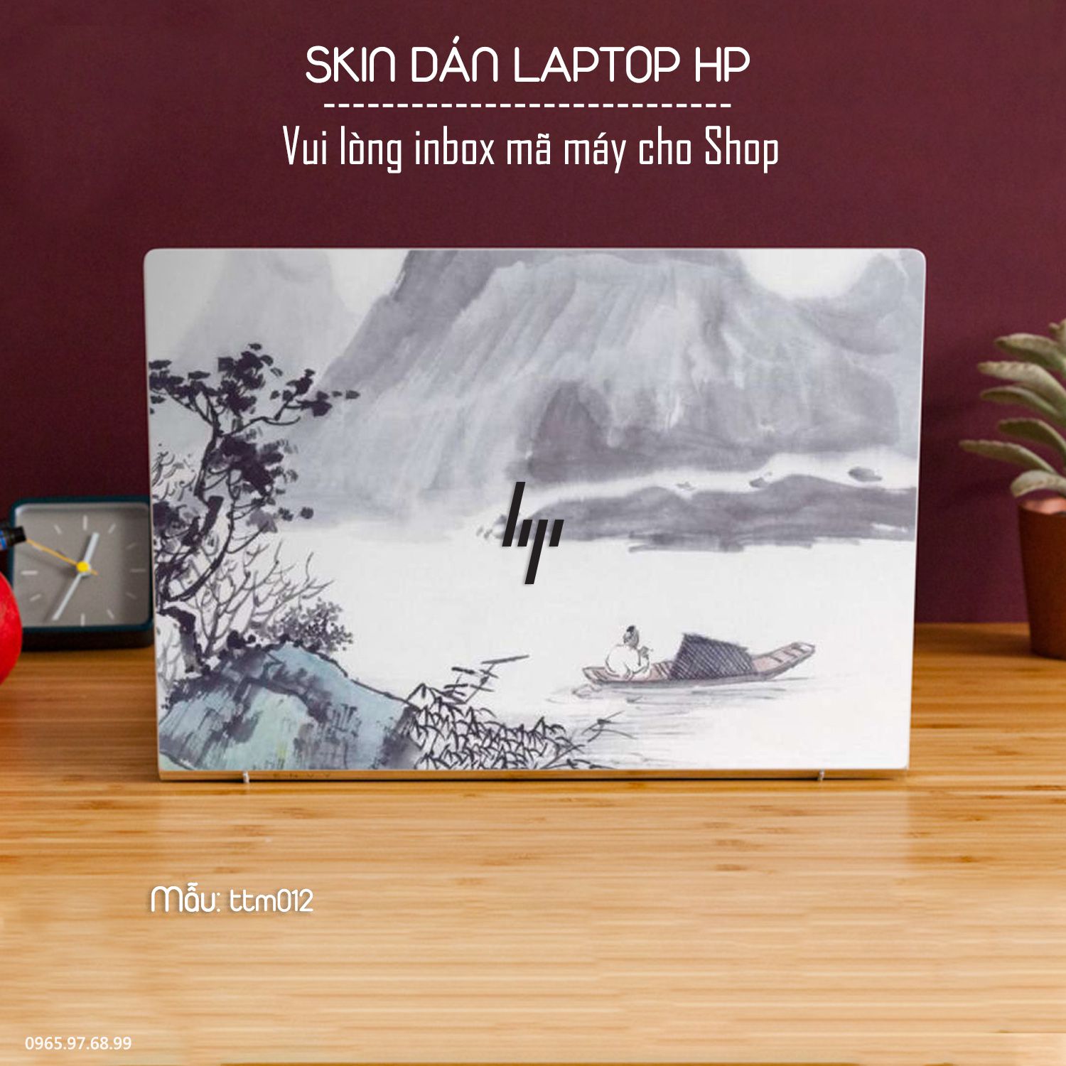 Decal Skin dán Laptop HP mẫu Tranh thủy mặc (inbox mã máy cho shop)