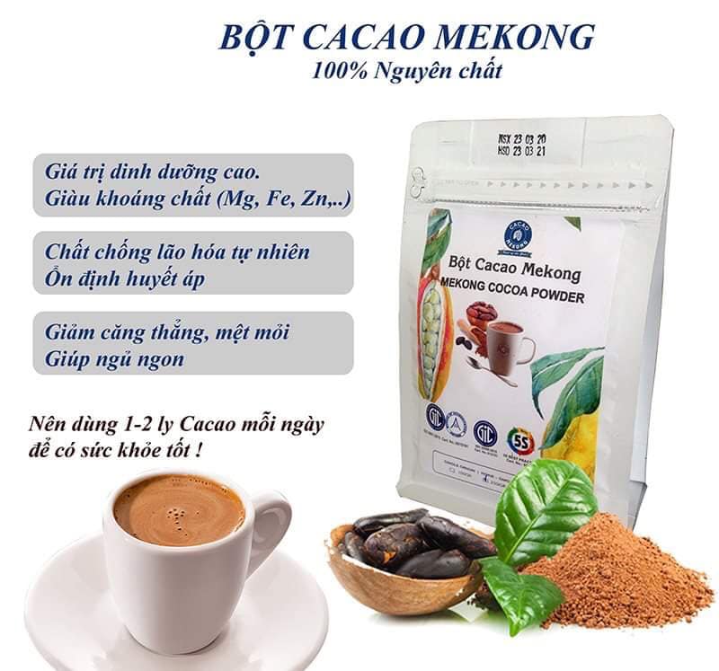 Ca cao Mekong Trà Vinh ( 100% nguyên chất với trên 25% hàm lượng bơ ) - TÚI 250G
