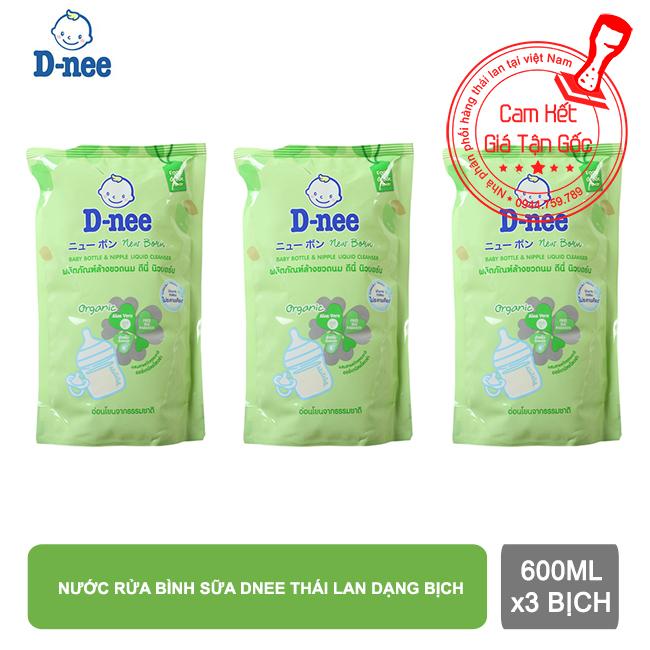 Combo 3 túi nước rửa bình Dnee 550ml Thái Lan thành phần an toàn an tâm khi sử dụng cho bé【Kho Thế Giới 】
