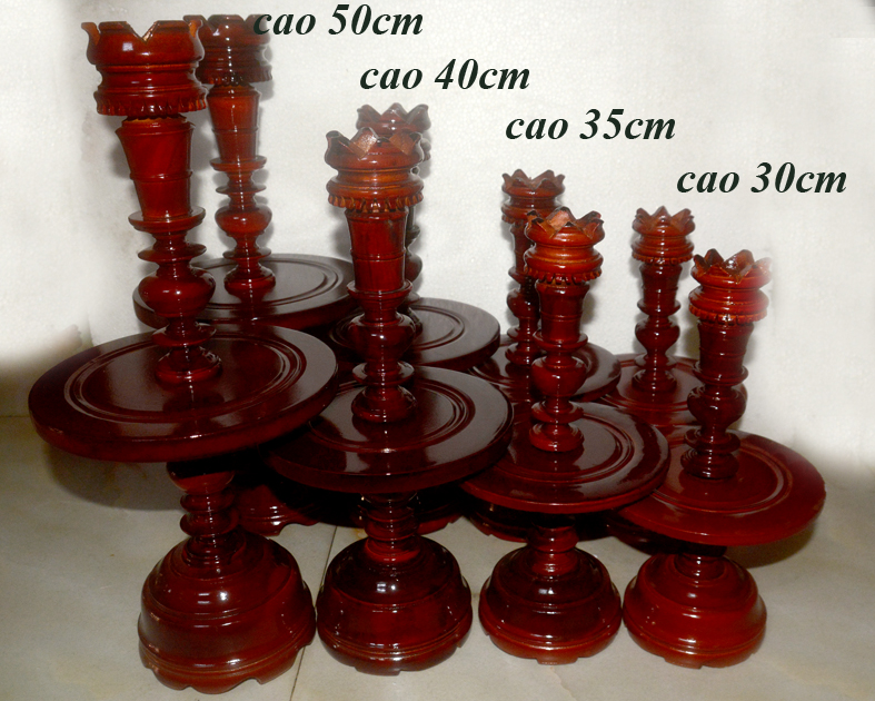 Cặp chân đèn thờ bằng gỗ thờ cúng bàn thờ cửu huyền