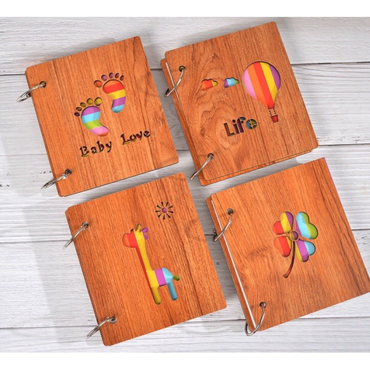 Album ảnh 6x9cm bìa gỗ đựng 100 ảnh